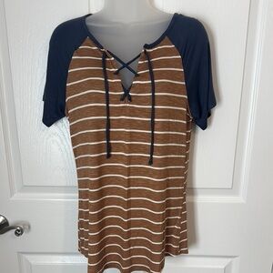 Maurices striped lace up t-shirt
